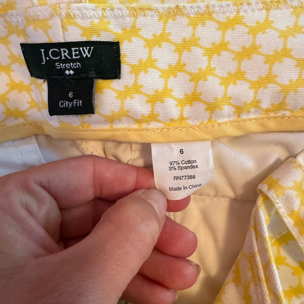 J. Crew Yellow White City Fit Stretch Cropped Pant Womens‎ size 6 - Picture 8 of 12